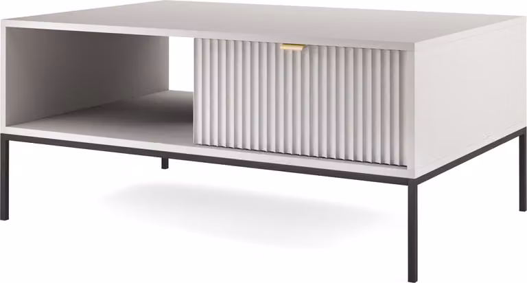 Tavolino con 1 cassetto e 1 ripiano, colore grigio, struttura nera