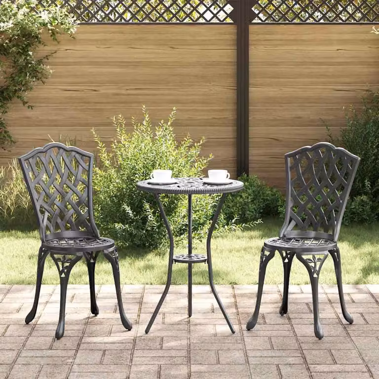 Maison Exclusive - Set da giardino per bistro, 3 pezzi, colore nero, alluminio