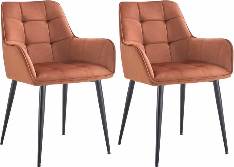 set di 2 sedie da pranzo - Poltrona in velluto - Comfort ergonomico | Colore: Marrone