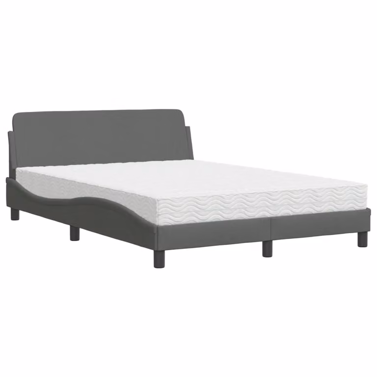 Letto con Materasso Dover Grigio Scuro 140x190 cm Tessuto