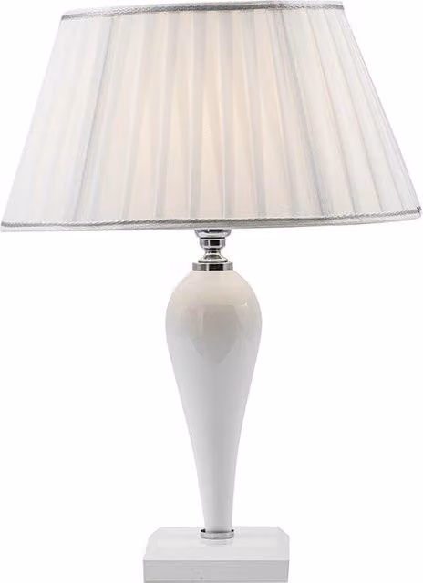 Lampada da Tavolo Cristelle Rossini Illuminazione in Vetro e Tessuto Bianco con Attacco E14 IP20 Design Classico