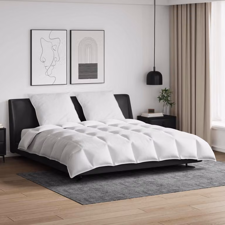 Set di 3 pezzi vidaXL composto da piumone e cuscini in cotone e piuma d'anatra, colore bianco