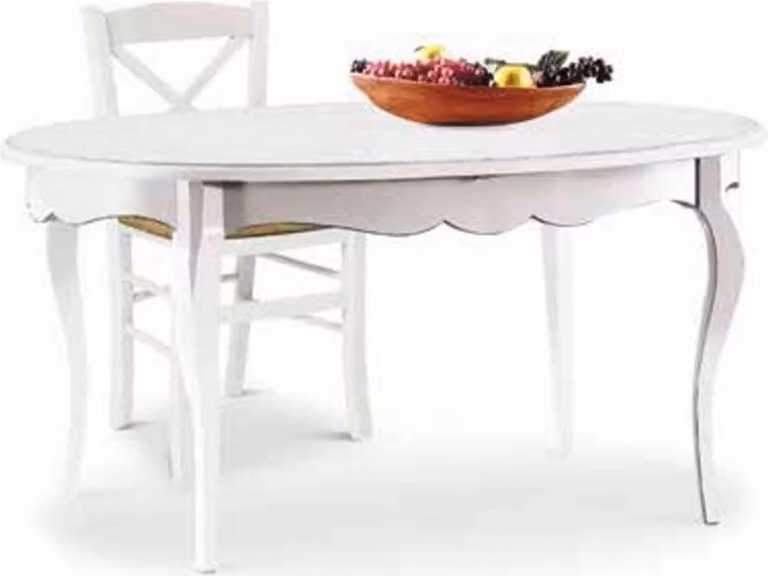 Milani Home - tavolo da pranzo ovale allungabile 160-210 cm, bianco, legno massello