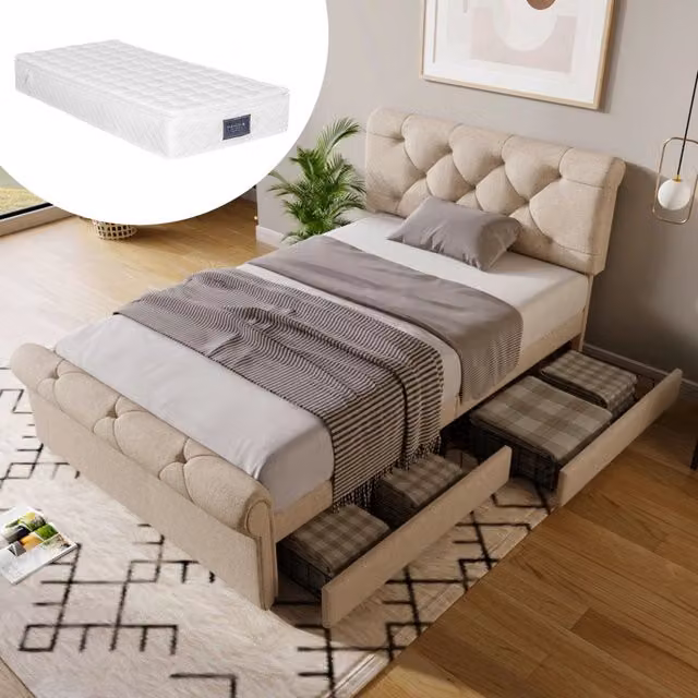 letto singolo metallo e legno naturale 90 x 200 cm