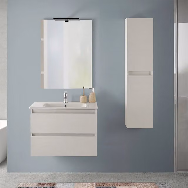 Mobile bagno sospeso INBAGNO Nadia rovere bianco con pensile H 125 cm