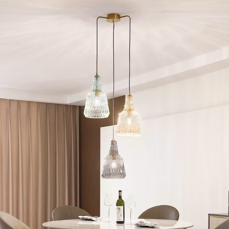 Lampada a sospensione in vetro Belarion Lindby, dimmerabile, Multicolore, Soggiorno / Sala da pranzo, Vetro, Vintage, Lampada a sospensione