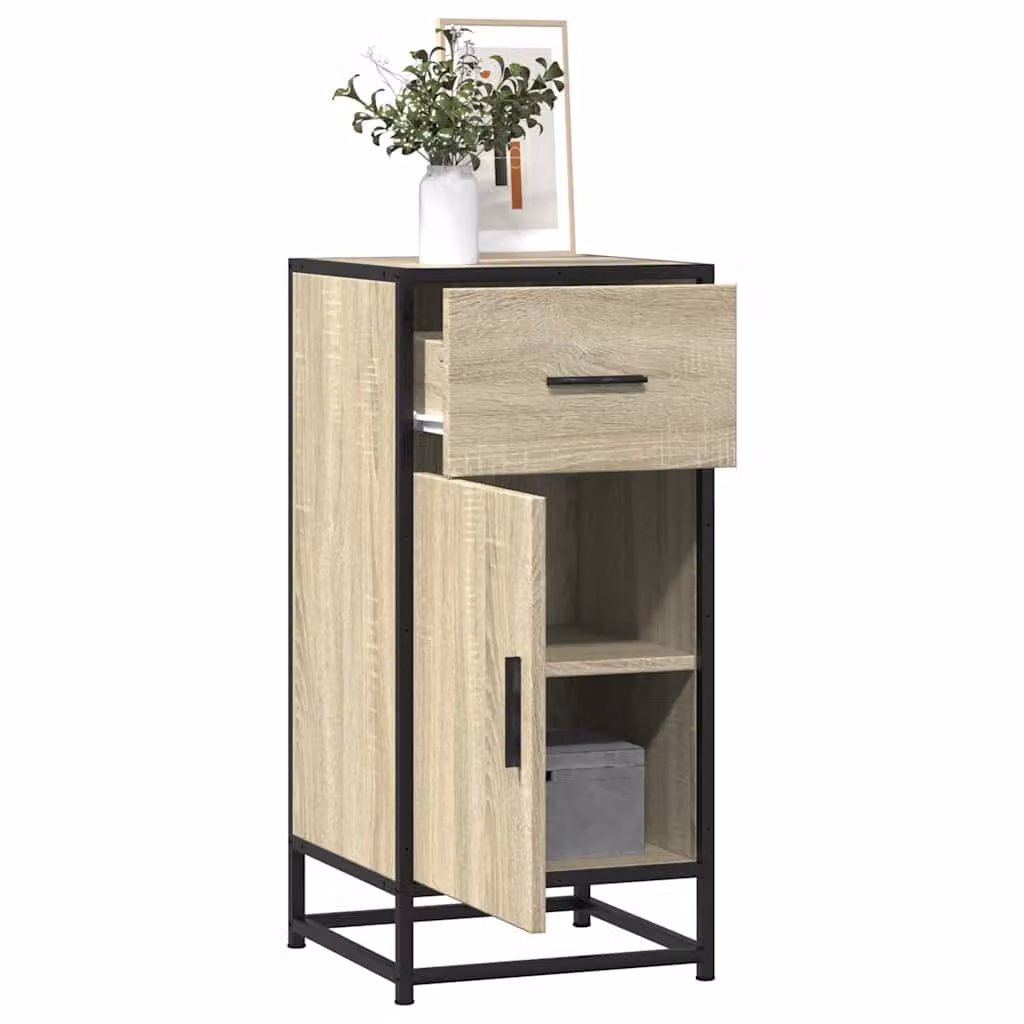 Credenza stile industrial vidaXL in MDF e metallo, colore beige e marrone, L 35,5 cm x P 35 cm x H 76 cm