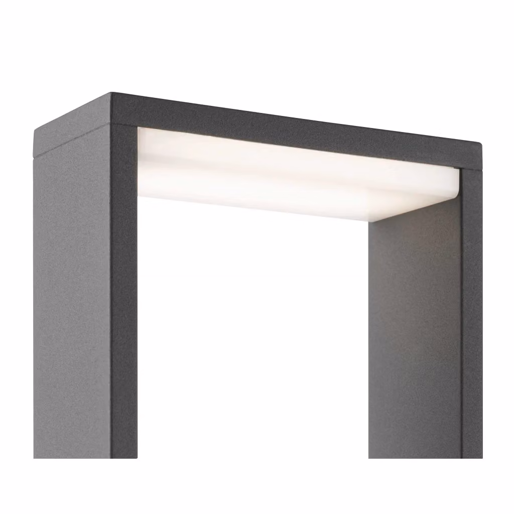 ALP Faro Barcelona Paletto da esterno in metallo e cristallo, Bianco e Grigio, H: 80 cm, L: 30 cm, P: 30 cm – 2