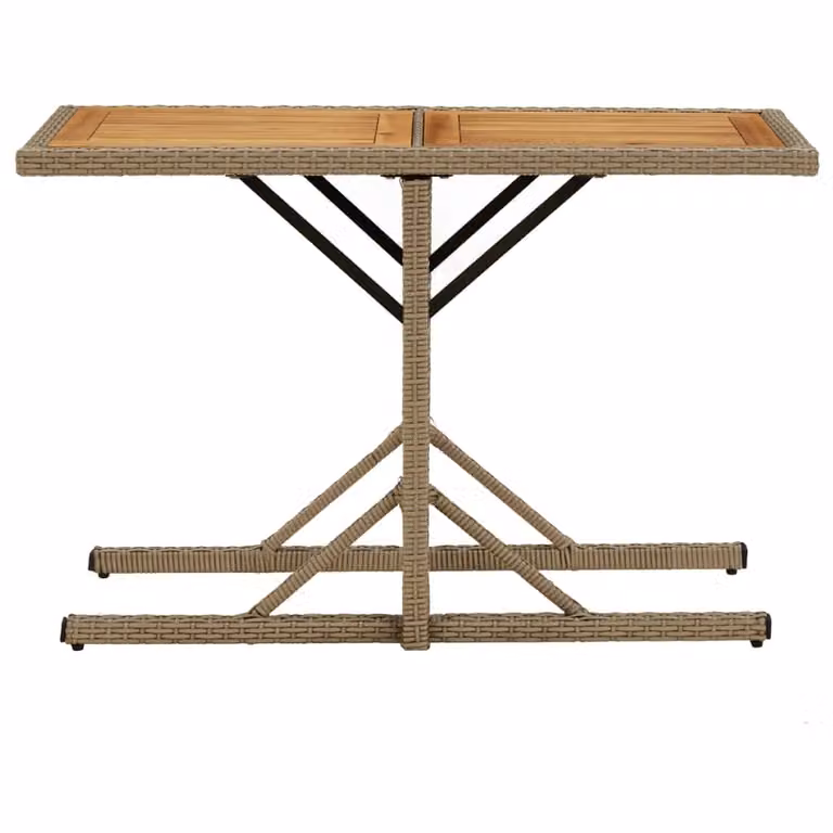 Tavolo da Giardino Beige Legno Massello di Acacia e Polyrattan