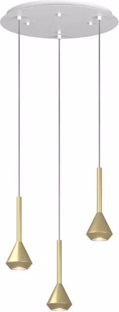 Lampadario Moderno Aygo Metallo Bianco E Ottone 3 Luci Gu10