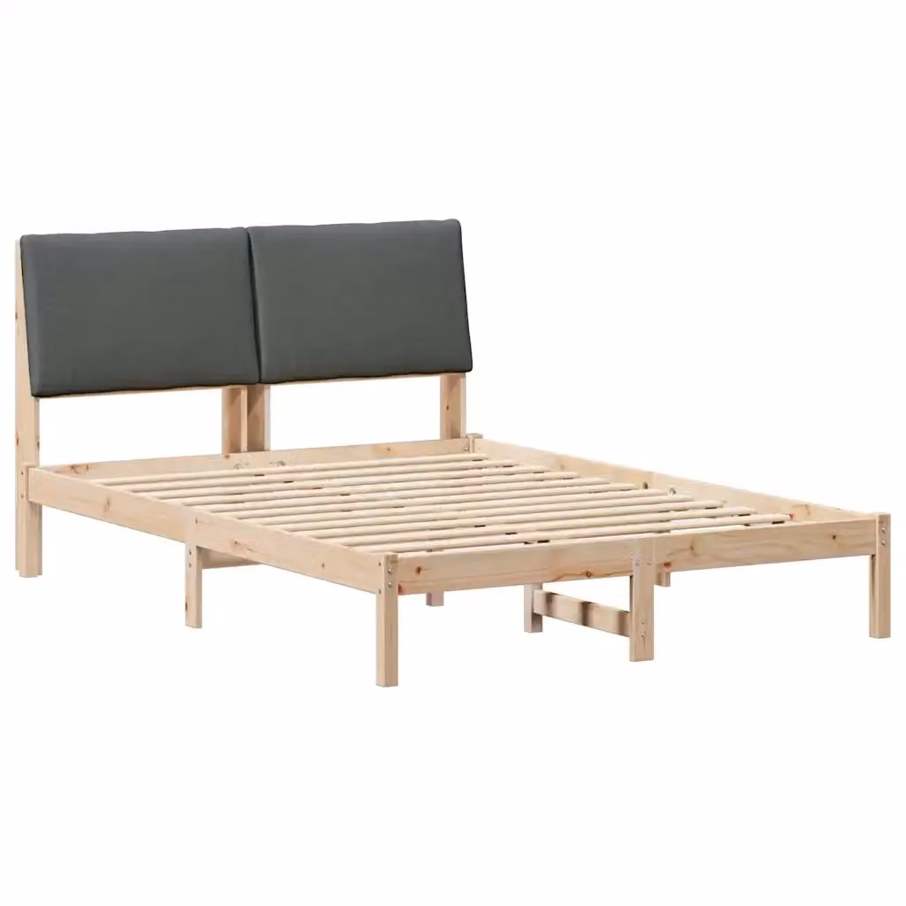 Struttura del letto moderna vidaXL in legno di pino e tessuto, marrone e grigio, L/P/H: 160 x 200 x 93,5 cm – 2
