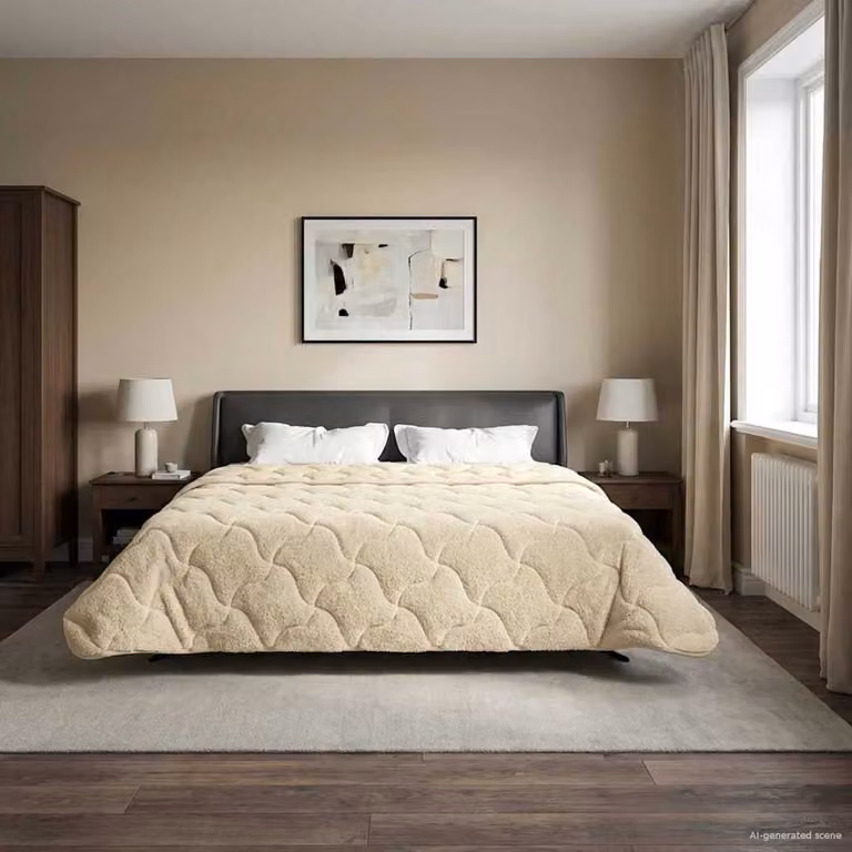 Piumone Completo Annuale Trapuntato vidaXL in Microfibra Beige 200 x 220 cm