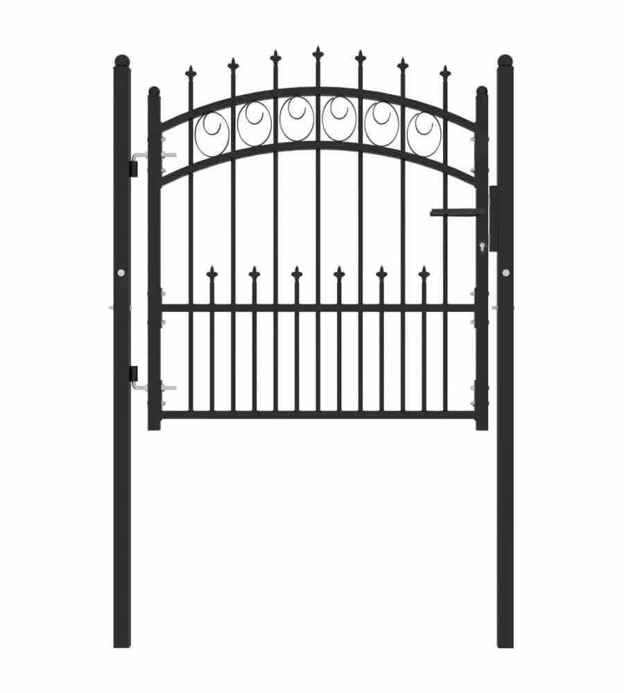 Cancello per Recinzione con Punte in Acciaio 100x100 cm Nero 146388