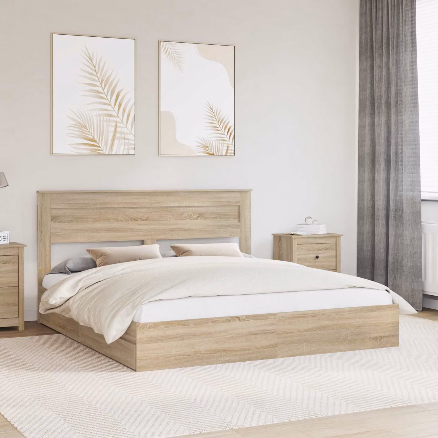 Letto con contenitore e cassetti vidaXL in legno Rovere Sonoma, L/P: 180 x 200 cm
