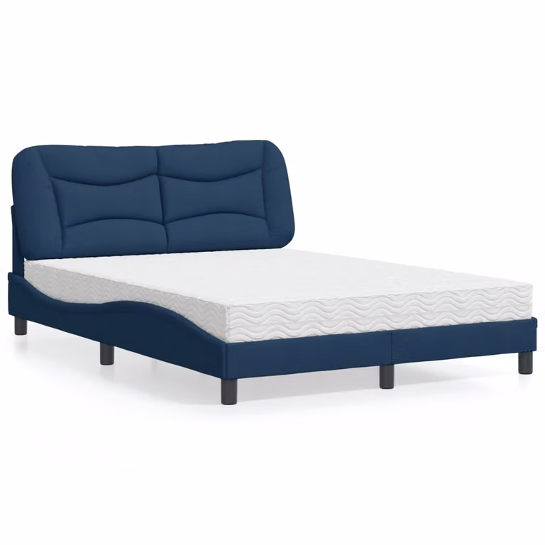 Letto con Materasso Hvar vidaXL Blu e Bianco in Tessuto L: 120 cm, P: 200 cm