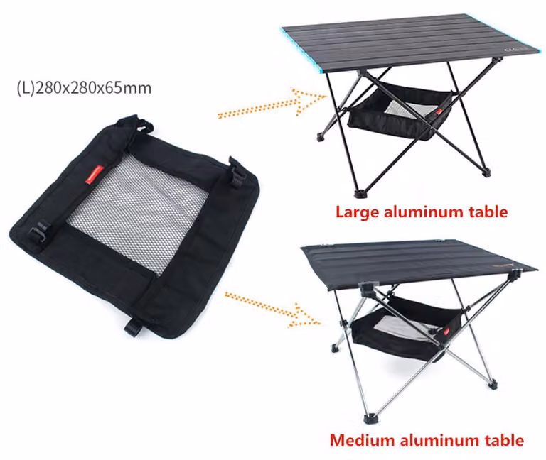 Tavolo pieghevole da esterno Contenitore Cesto sospeso Scaffale selvaggio Borsa da campeggio Rete di finitura Per sedia Picnic Appendiabiti