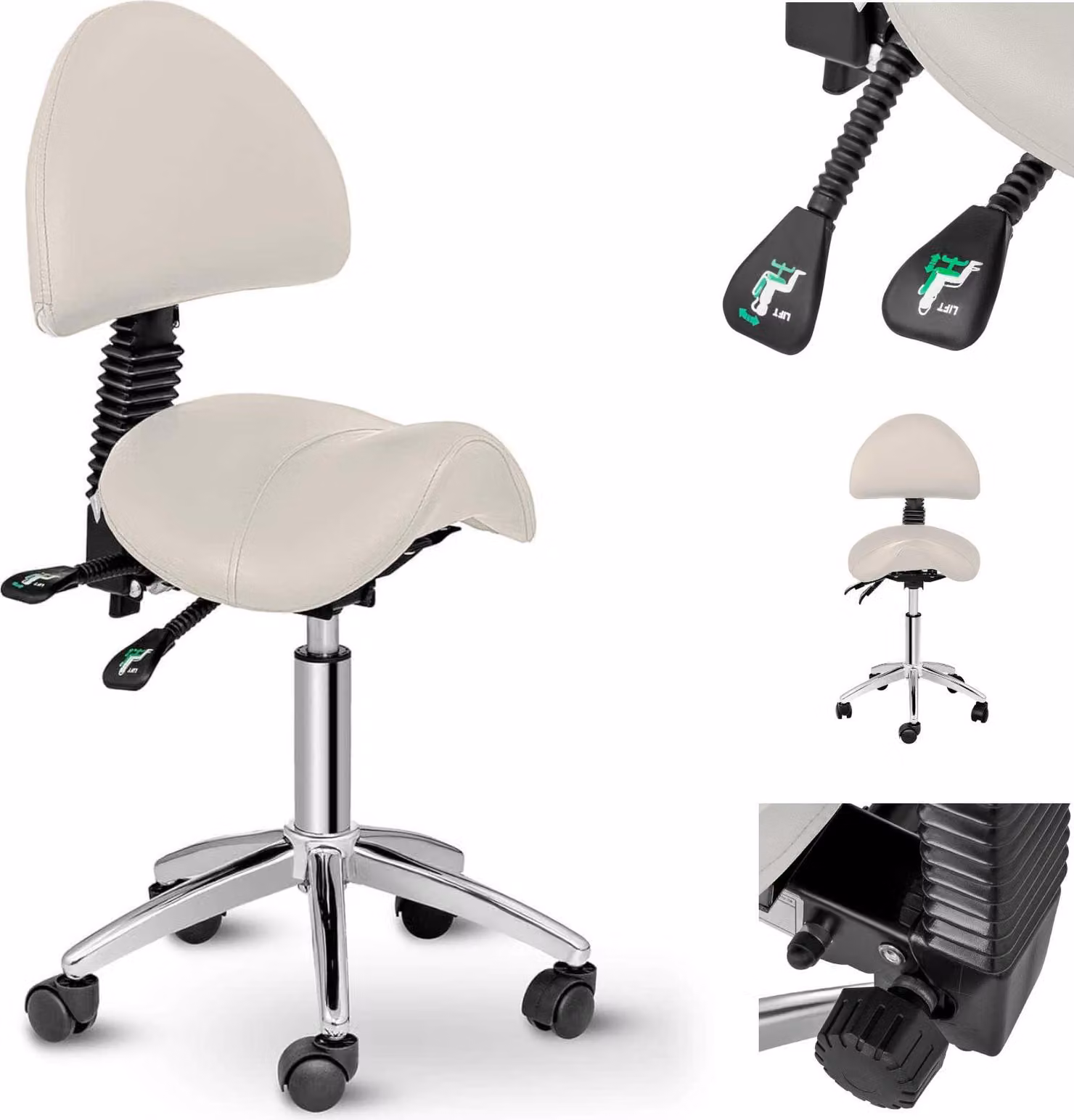 Sedia a sella Expondo physa - 550-690 mm - 150 kg - Beige