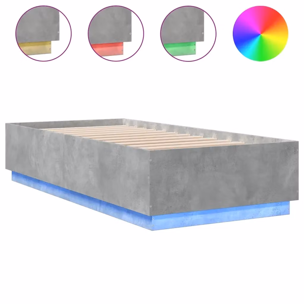 Letto con cassetti e luci LED vidaXL, Grigio, L/P/H: 100 x 200 x 40 cm – 2