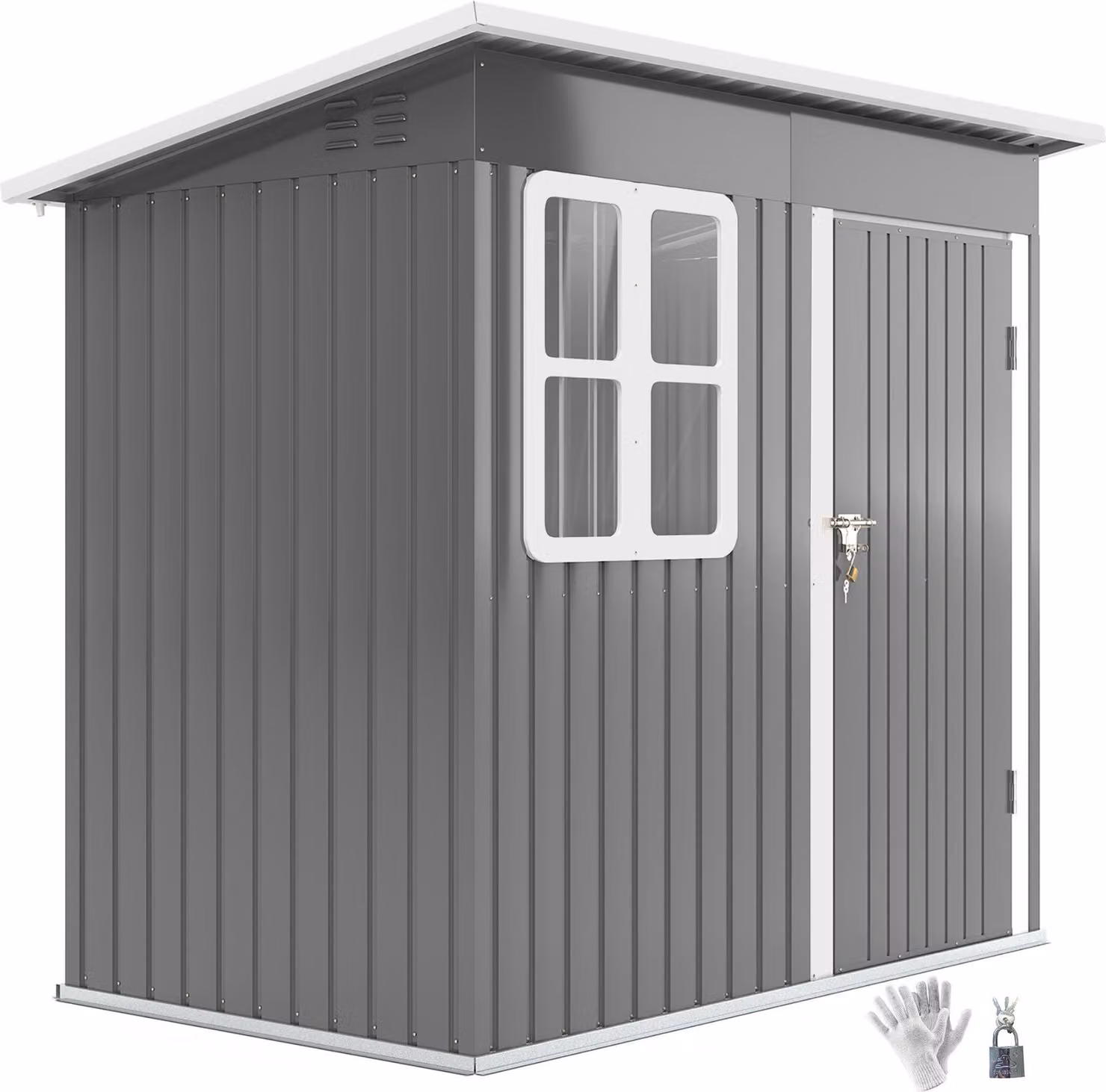Capannoni da giardino in metallo – Capannoni da giardino resistenti alle intemperie | Colore: Grigio, Bianco | Dimensioni: 133x221x190 cm
