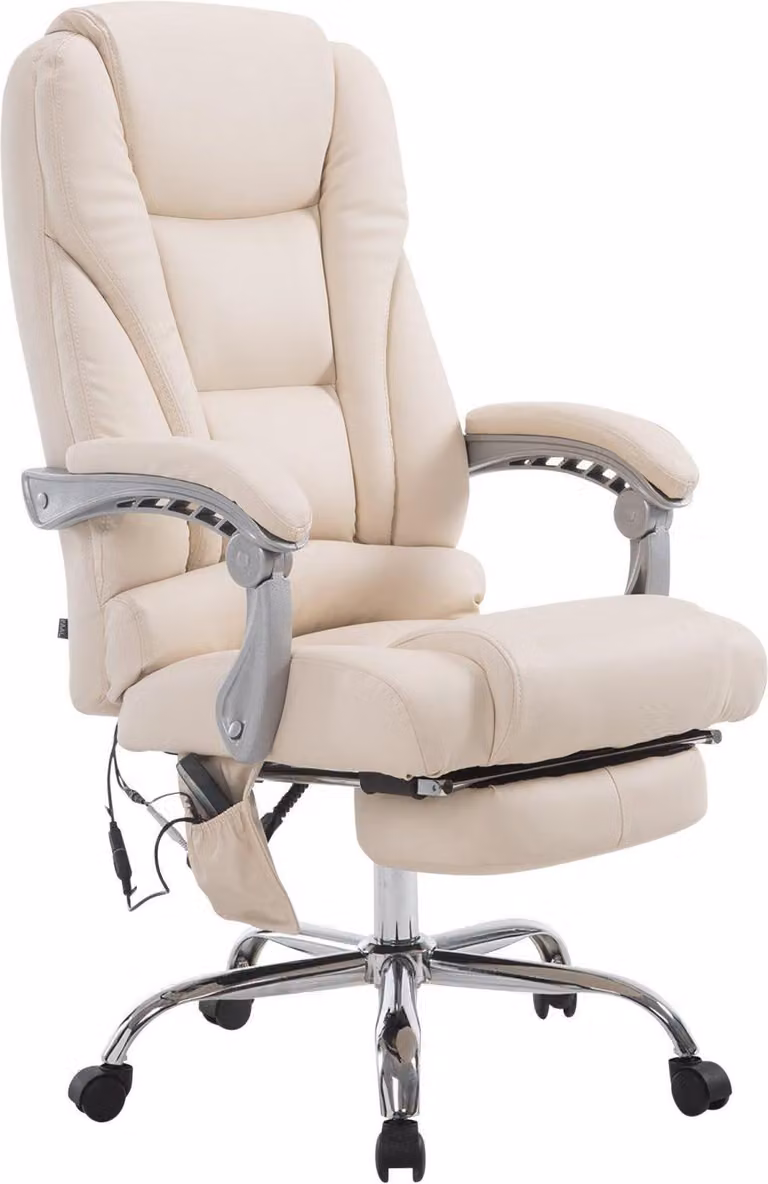 Sedia da ufficio massaggiante, sedia ergonomica, massaggio a 7 punti, inclinabile e regolabile | colore: crema