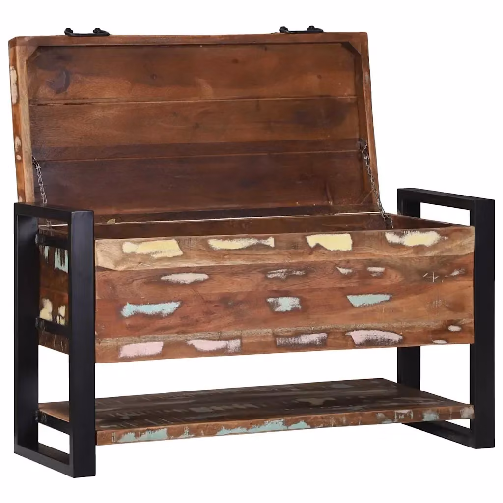 Scatola di stoccaggio multicolore in legno massello di recupero vidaXL L: 45 cm, P: 35 cm, H: 20,6 cm – 2