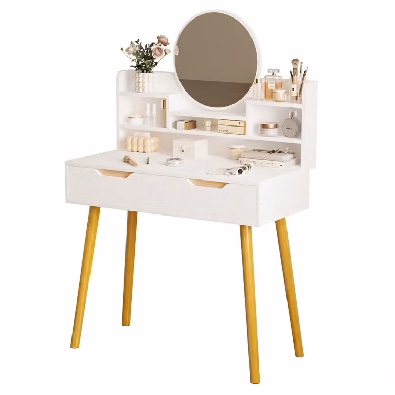Moderna toeletta con specchio in stile loft, grande, scandinava, con cassetto