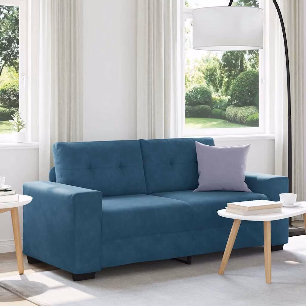 Divano moderno vidaXL in velluto blu L: 180 cm, P: 77 cm, H: 82 cm