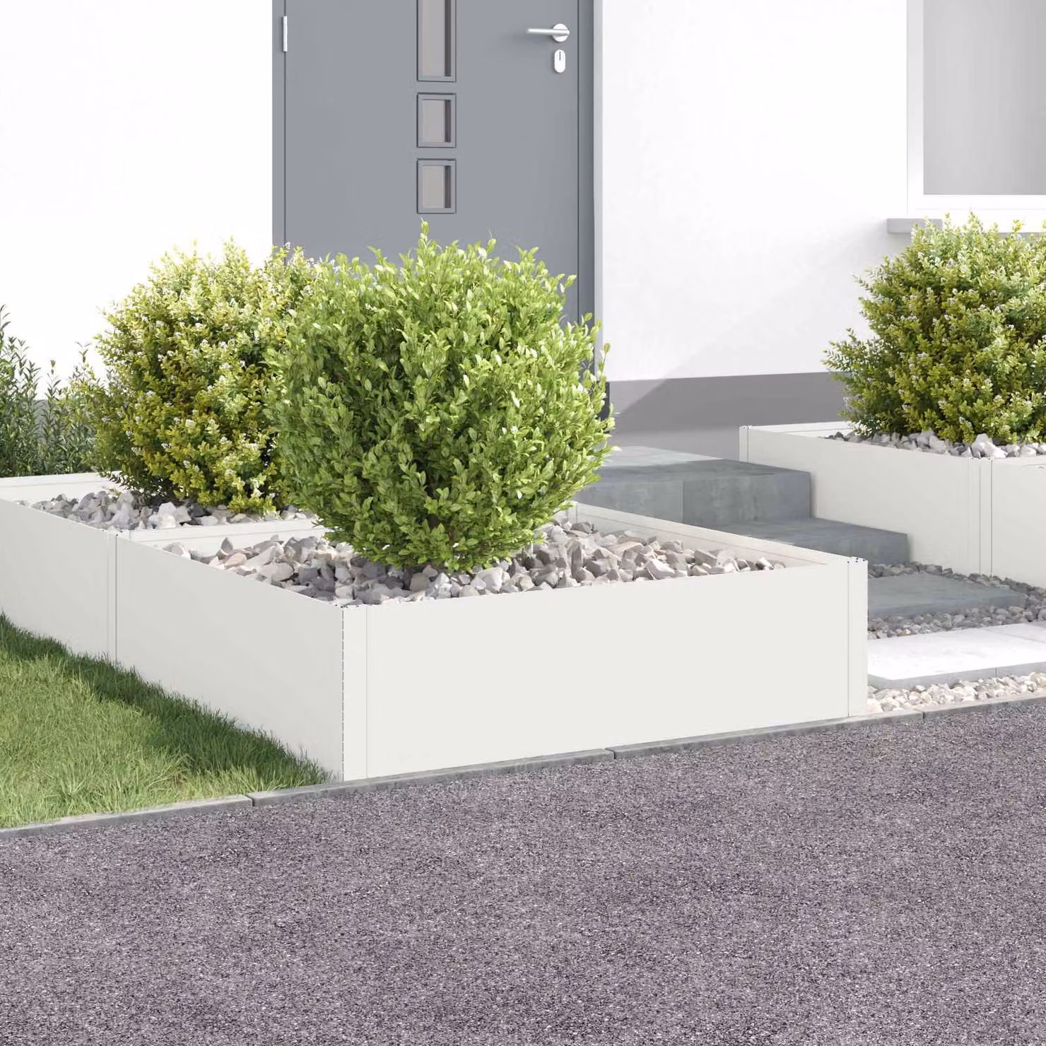 Set di 4 bordure per prato vidaXL in acciaio bianco L/P/H: 100 x 100 x 35 cm
