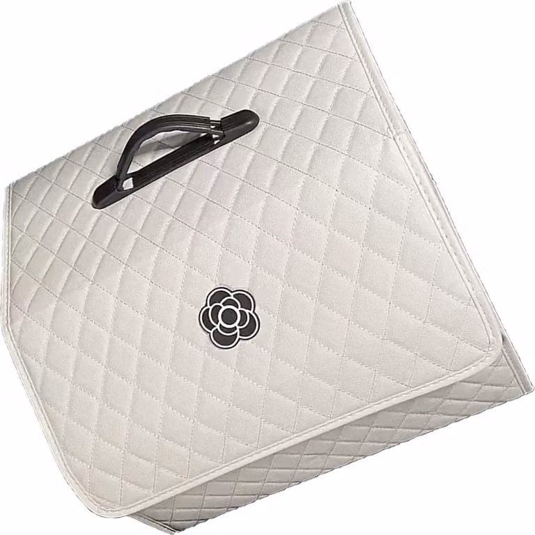 Organizzatore per il bagagliaio dell'auto, scatola multiuso portatile e ad alta capacità in pelle diPoliuretanoche con coperchio, bianco - grande