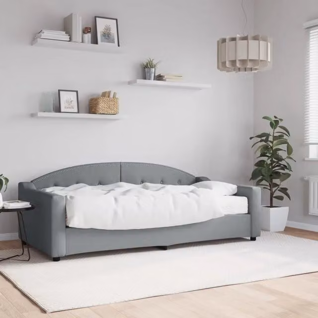Divano Letto con Materasso Grigio Chiaro 90x190 cm in Tessuto 3197522