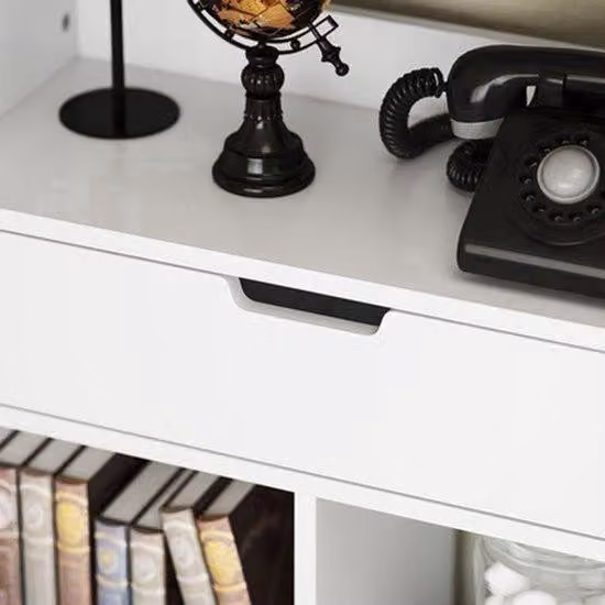 Libreria a colonna – 9 cassetti – Bianco – 60x26x158 cm – Metallo – Sistema anti-ribaltamento
