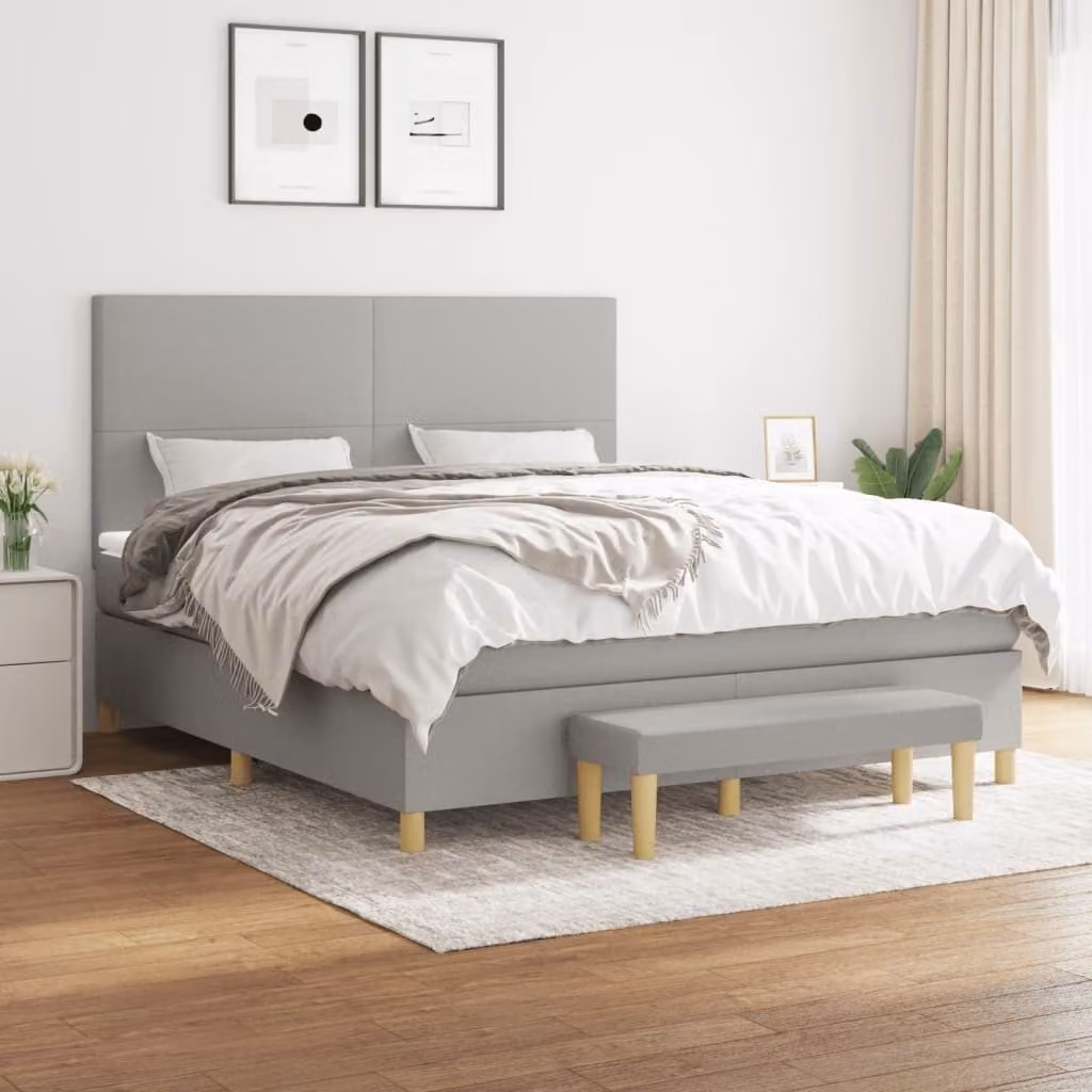 Maison Exclusive - Giroletto a Molle con Materasso Grigio Chiaro160x200 cm Tessuto