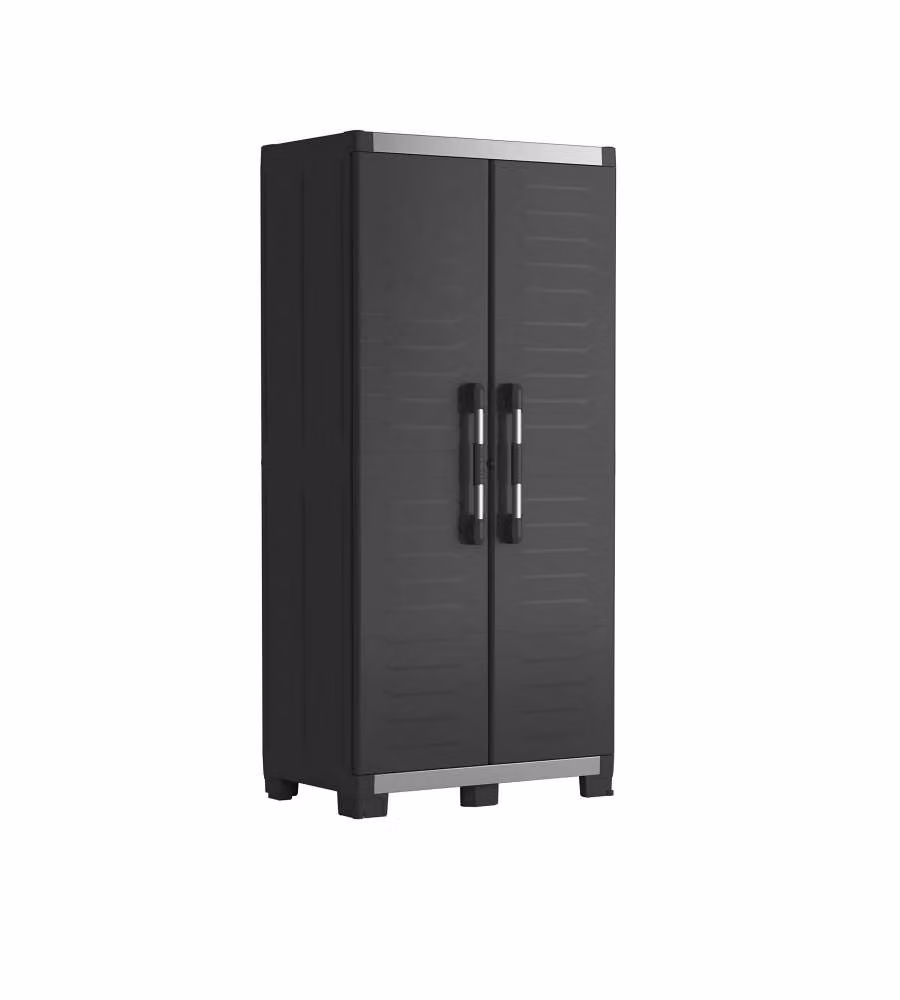 Armadio da giardino Keter XL Garage in resina nero con ante a battente e ripiani interni H: 188 cm – 3