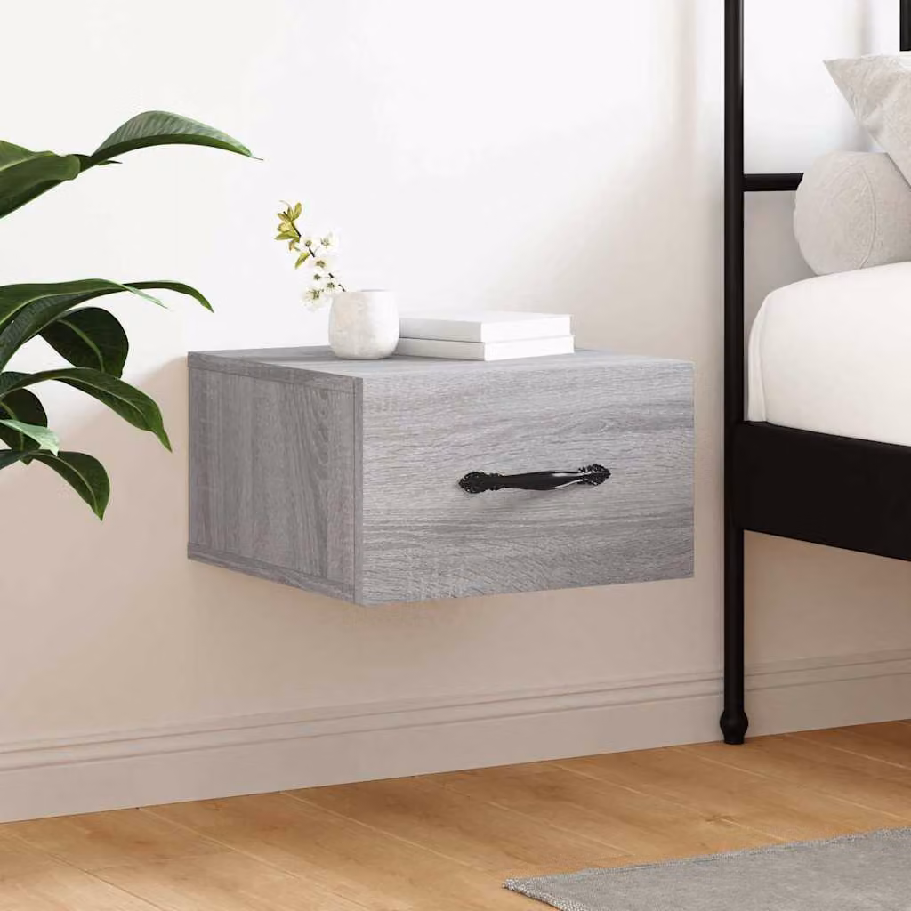 Comodino a muro vidaXL Grigio Sonoma moderno L/P/H: 35 x 35 x 20 cm