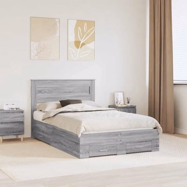 Struttura del letto con cassetto Grigio Sonoma 120 x 190 cm 3410008