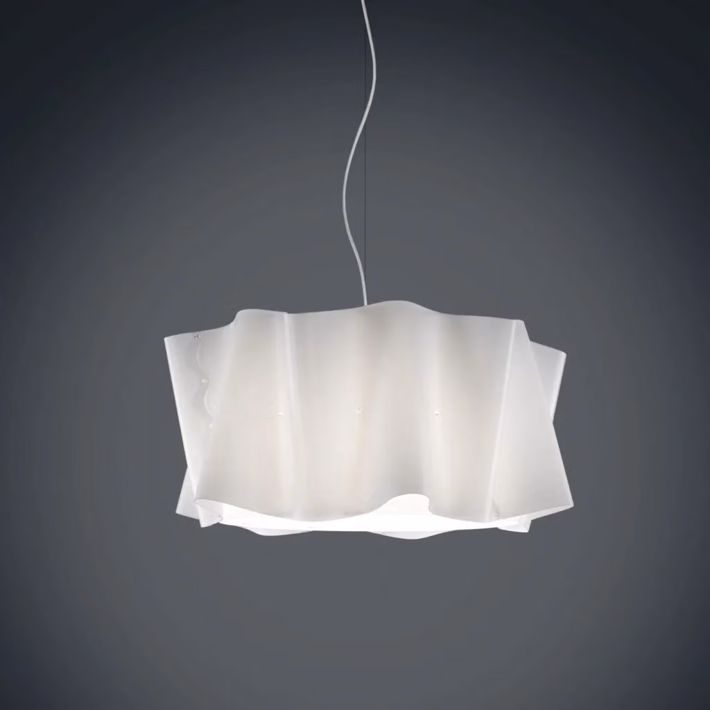 Lampada a sospensione IPERBRIKO in metallo cromato e bianco, L: 50 cm, H: 27 cm – 2