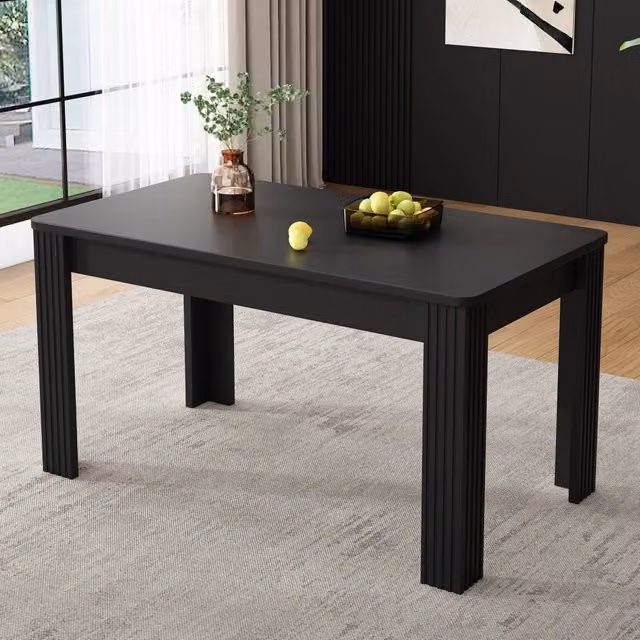 Tavolo da pranzo rettangolare OKWISH in MDF nero opaco per cucina e sala da pranzo