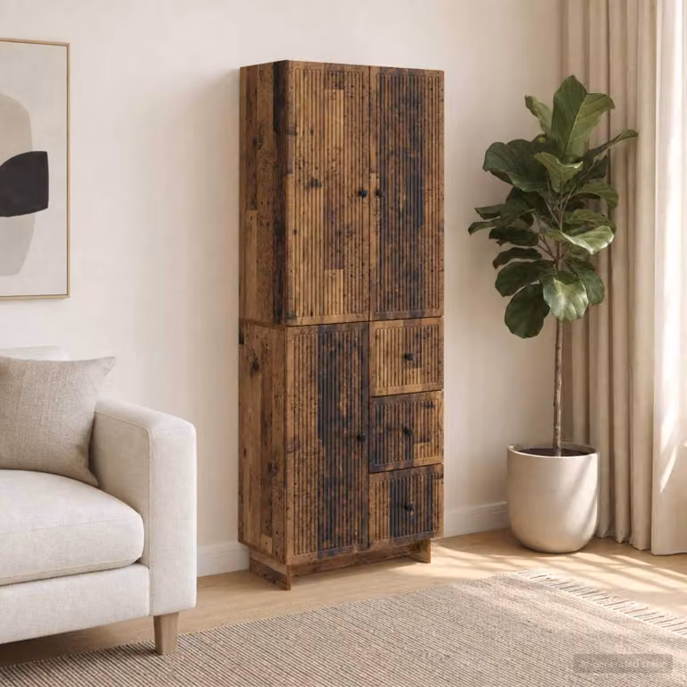 Set di 2 armadi moderni vidaXL in legno e MDF marrone con ante scorrevoli, ripiani e cassetti interni per soggiorno L/P/H: 180 x 90 x 48,98 cm