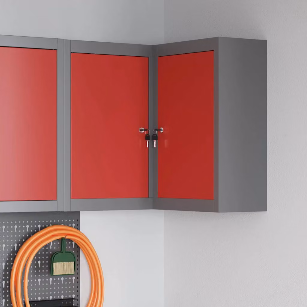 Carrello mobile per attrezzi vidaXL in metallo Rosso e Grigio L/P/H: 55 x 55 x 55 cm