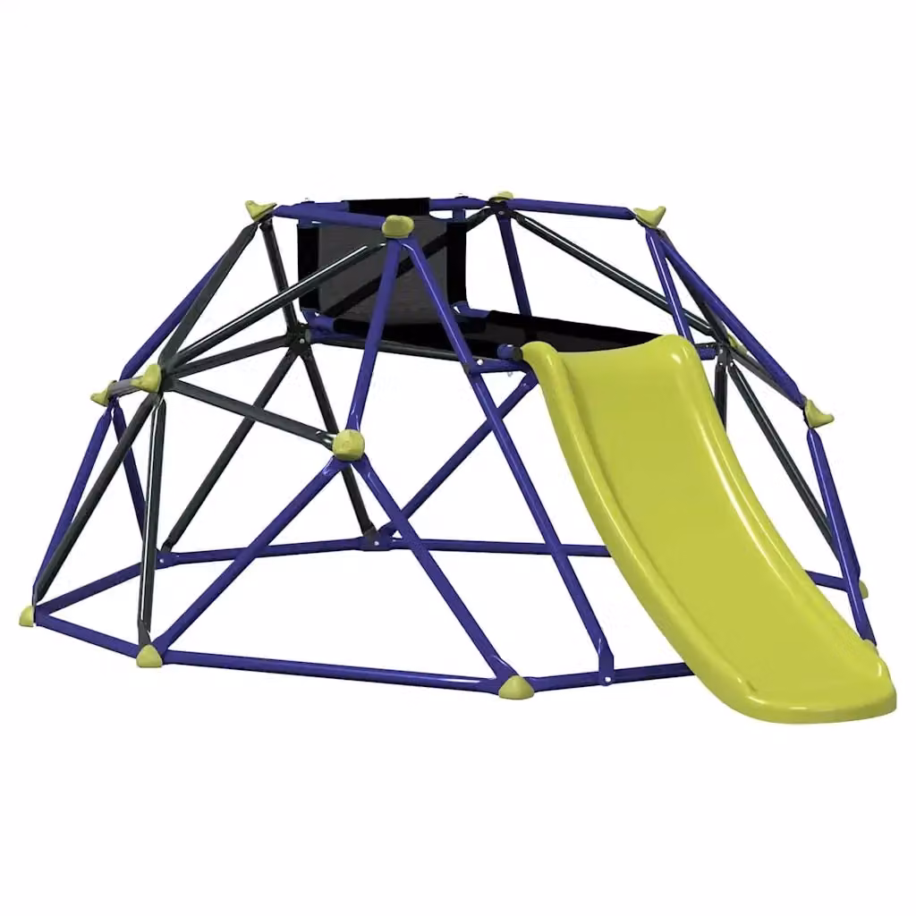 vidaXL Struttura per arrampicata a cupola con scivolo per bambini, Blu, H: 236 cm, L: 178 cm, P: 90 cm – 2