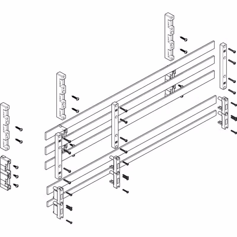Modulo barra collettrice ABN a incasso 3FB/3RE 60 mm con CU 30x5 mm, a 5 poli, EBM 70 mm MTSC33745