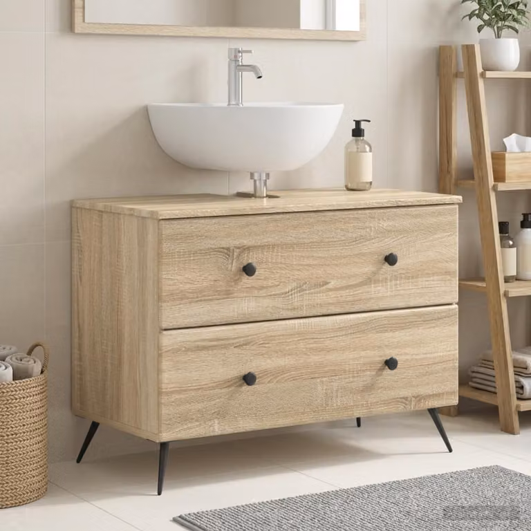 Armadio per lavabo da bagno vidaXL BREDA Rovere Sonoma marrone L: 82 cm, P: 41 cm, H: 59 cm