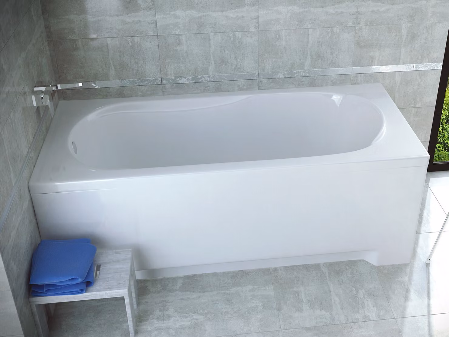 Vasca rettangolare 180x80 con grembiule in acrilico, set di scarico e piedini GRATUITI | set completo 4in1 vasca originale in acrilico con sifone | BADLAND BONA