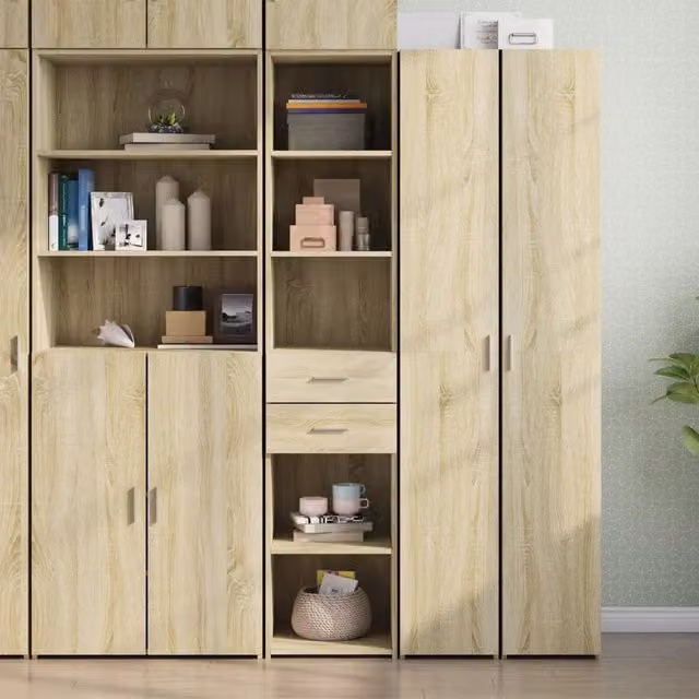 Credenza moderna vidaXL in legno color rovere e beige L: 40 cm, P: 42,5 cm, H: 185 cm