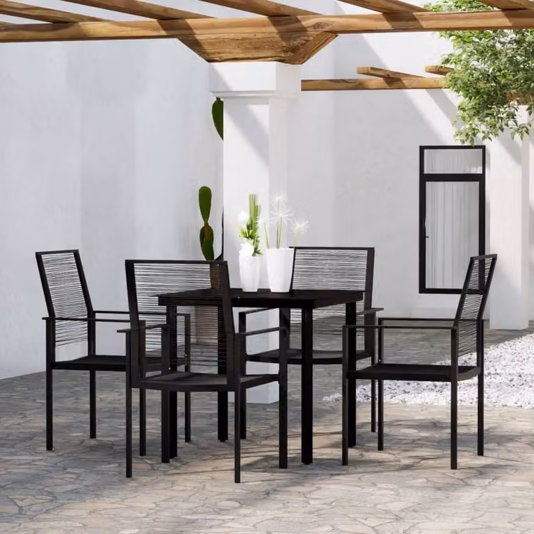 Maison Exclusive - Set da pranzo da giardino 5 pezzi nero