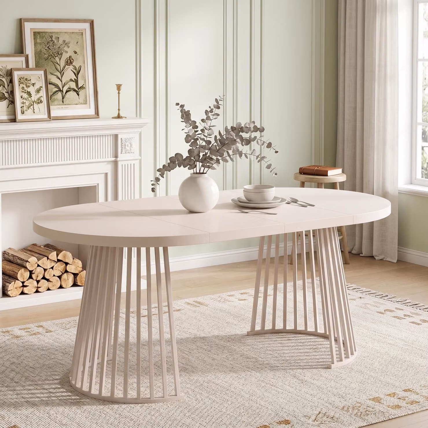 Tavolo allungabile Flieks con struttura telescopica a due sezioni, piano rinforzato, tavolo da pranzo, tavolo da cucina 100/138/176 x 100 x 76 cm, color cashmere