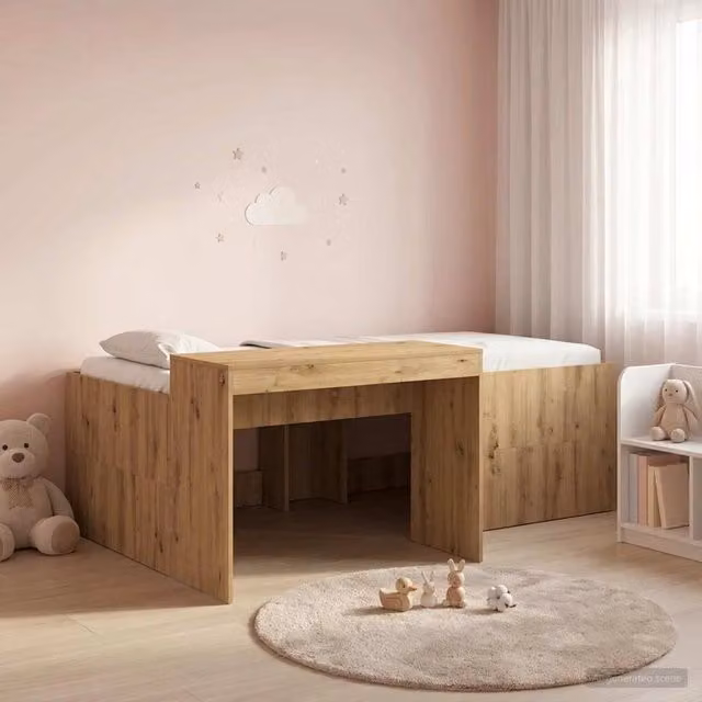 Letto alto per bambini con scrivania Rovere Artigianale 3422650