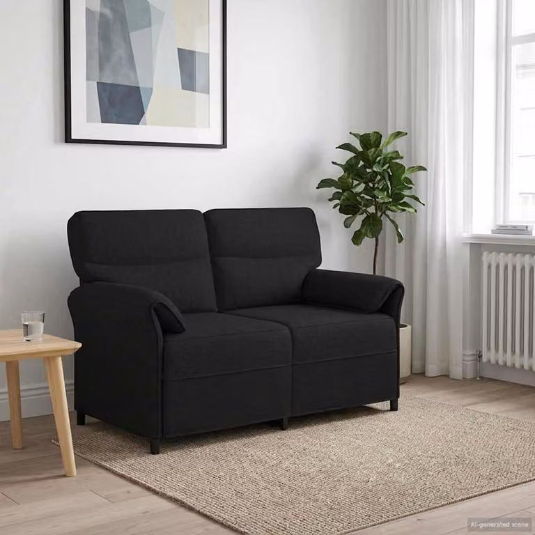 Divano moderno vidaXL rivestito in tessuto con struttura in metallo, colore antracite e nero