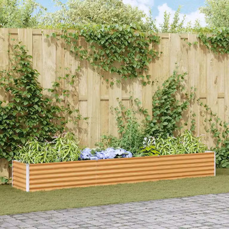 Letto rialzato da giardino vidaXL in acciaio galvanizzato Marrone Chiaro L: 290 cm, P: 50 cm, H: 36 cm