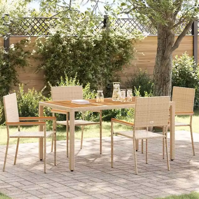 Sedie impilabili da giardino 4 pz Crema e Marrone 3403063